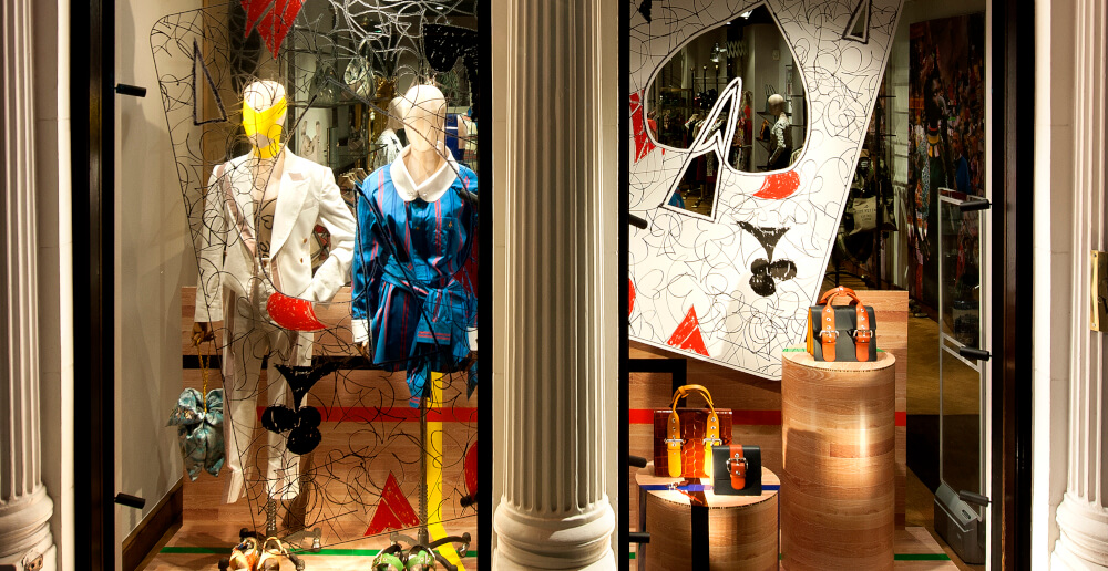 A window display made from environmentally friendly products