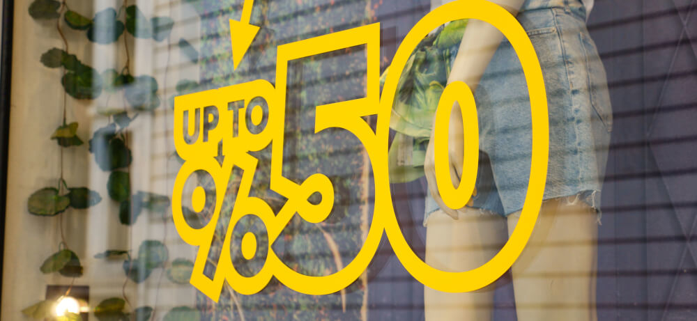Shop window graphics during a sale